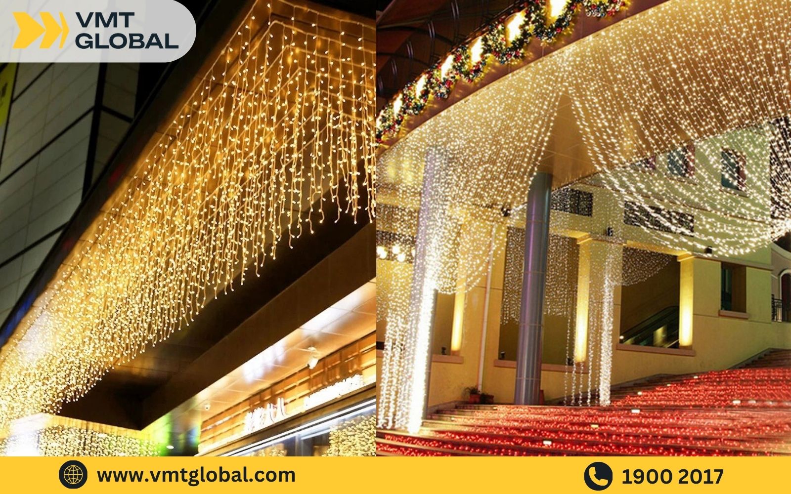 đèn chớp nháy trang trí noel dạng rèm