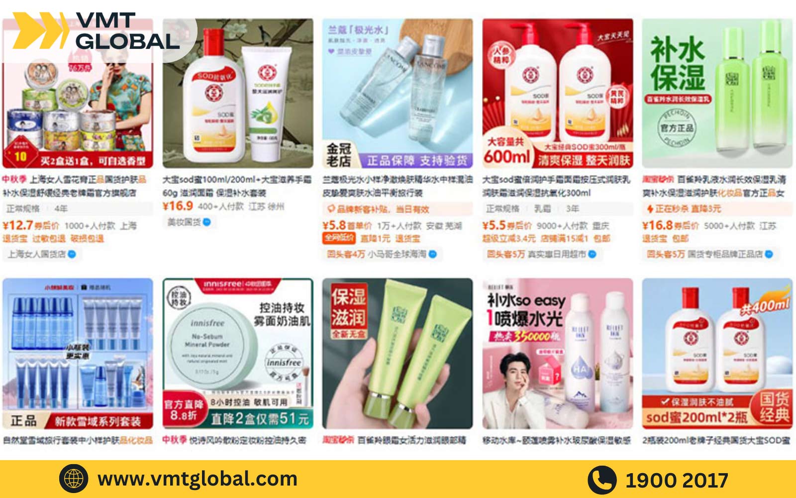 Nhập mỹ phẩm nội địa Trung trên các sàn TMĐT 