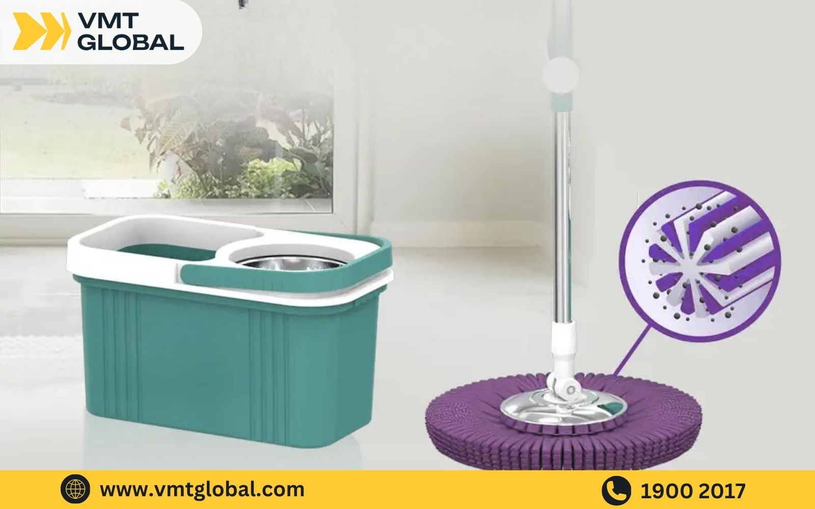 Gia công cây lau nhà xoay 360 độ thông minh tại VMT Global