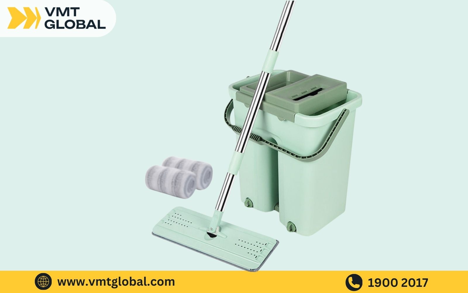 Sản xuất cây lau sàn tự vắt thiết kế 2 ngăn thông minh