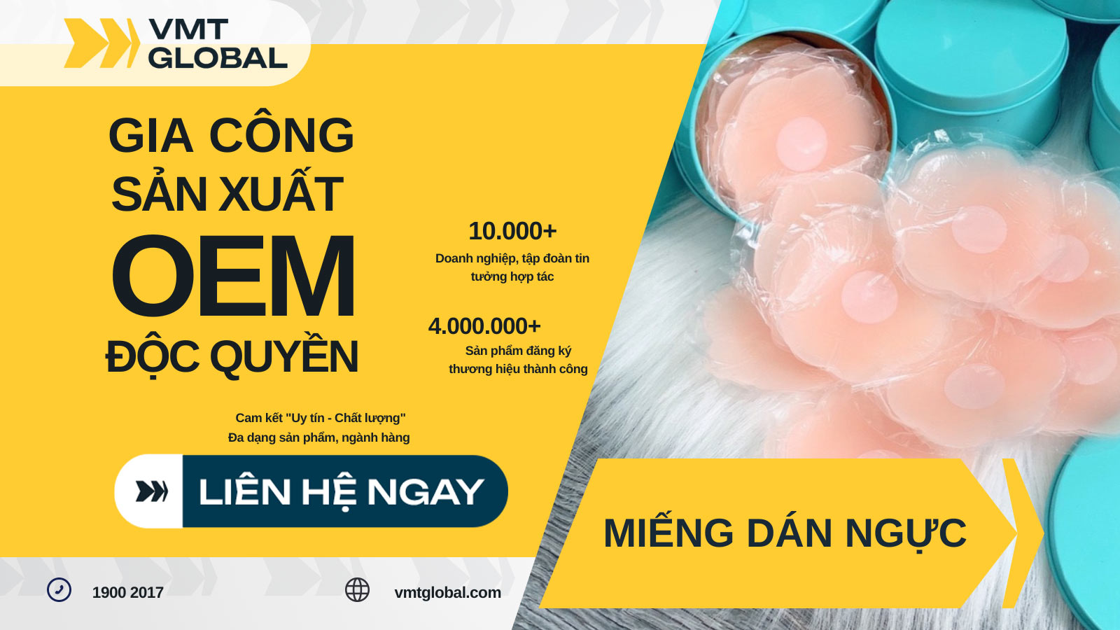 Gia công miếng dán ngực chất lượng, giá tốt tại VMT Global