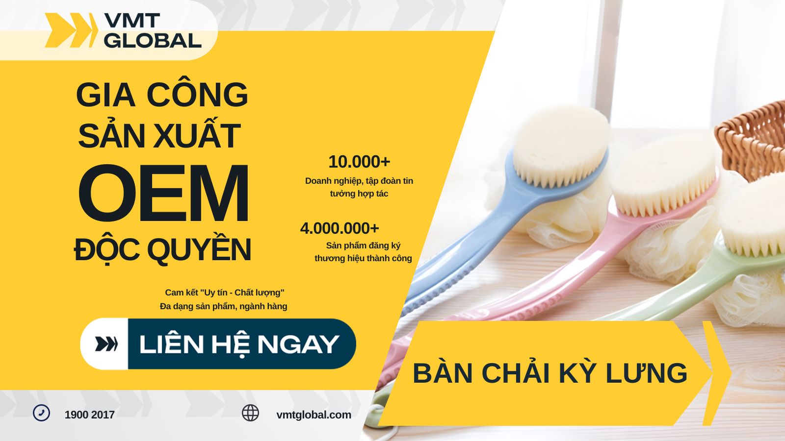 VMT Global - Đơn vị nhận sản xuất bàn chải kỳ lưng số lượng linh hoạt, uy tín