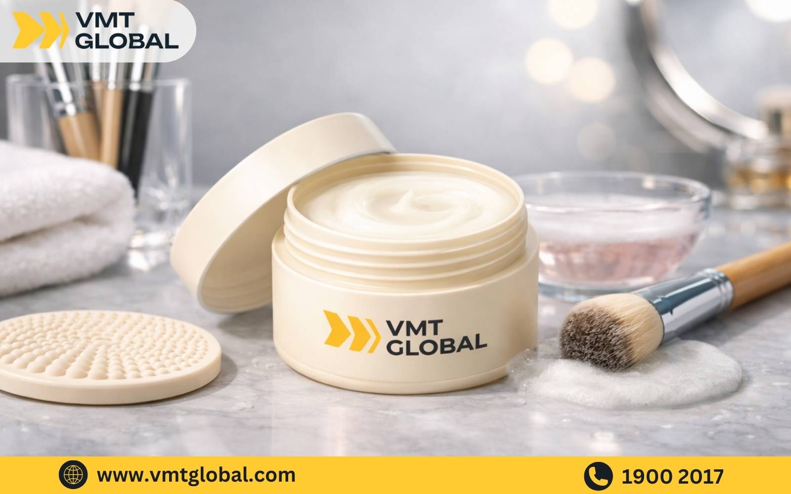 Gia công sáp giặt cọ trang điểm dạng hũ