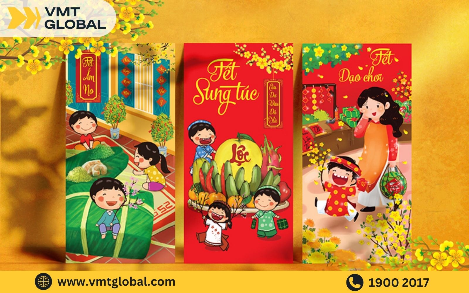 Nhập mẫu bao lì xì China minh họa phong cảnh ngày Tết