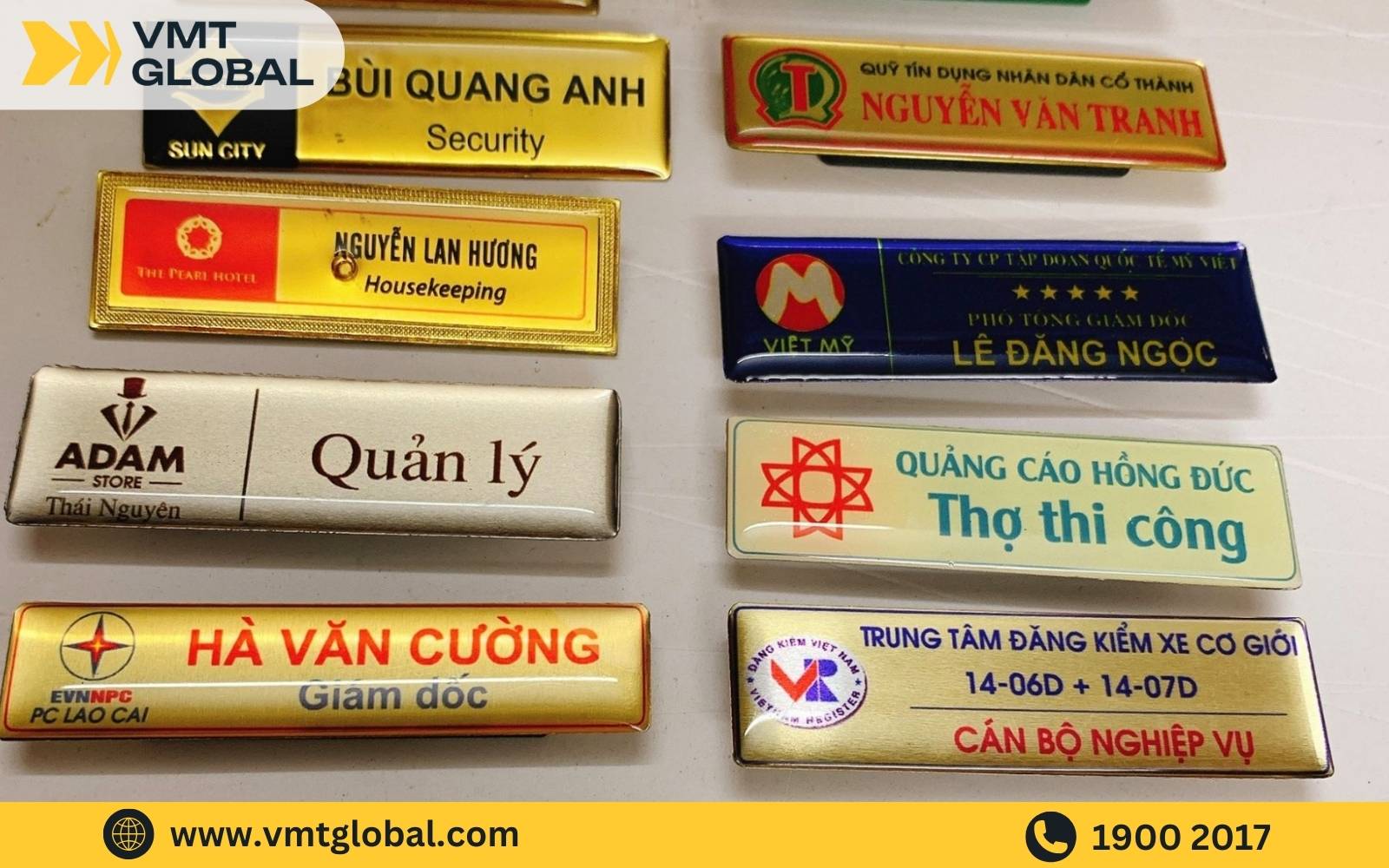 Mẫu bảng tên cho nhân viên với đa dạng chất liệu gia công