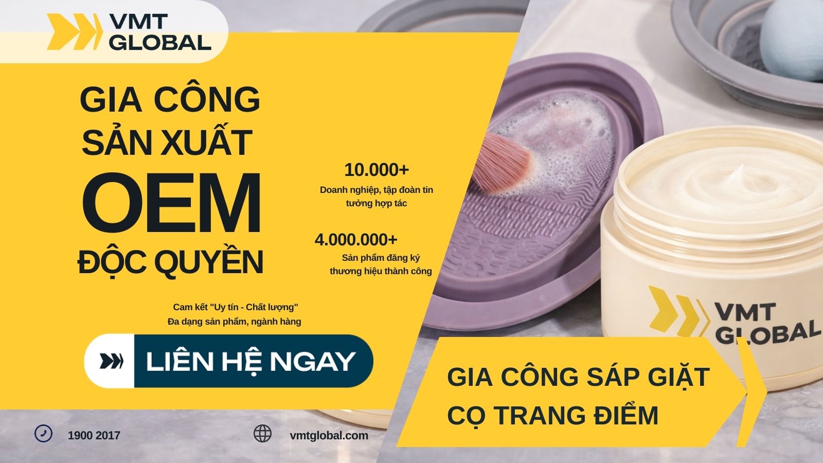 VMT Global nhận gia công sáp giặt cọ trang điểm