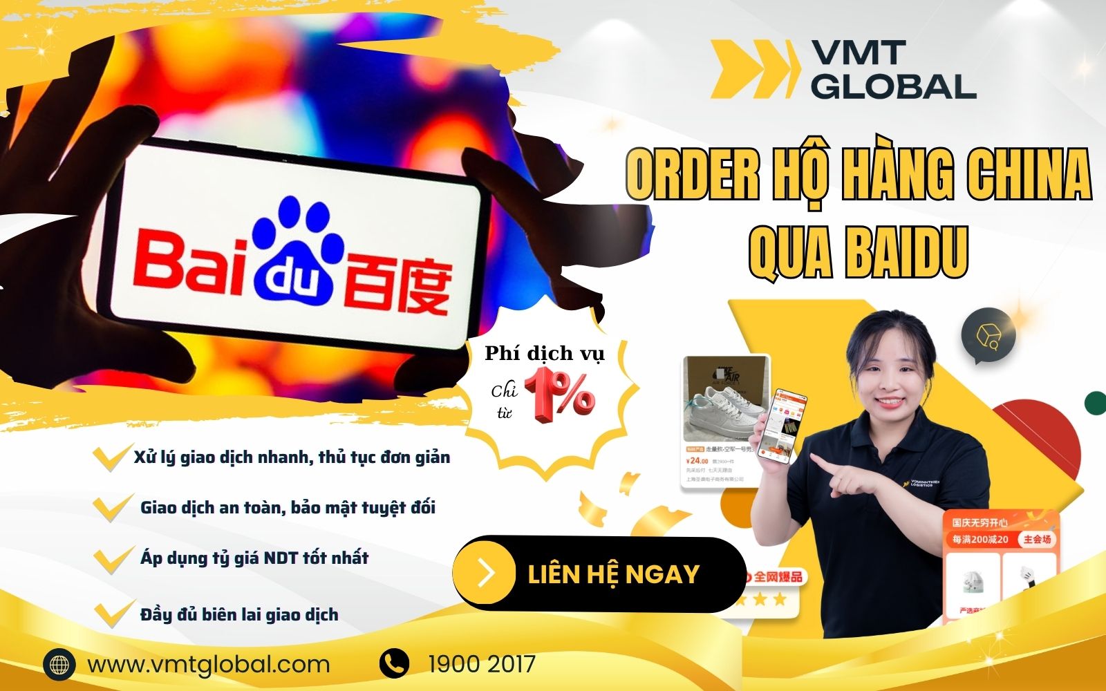 VMT nhận nhập hộ hàng Trung Quốc trọn gói, giá rẻ thông qua Baidu