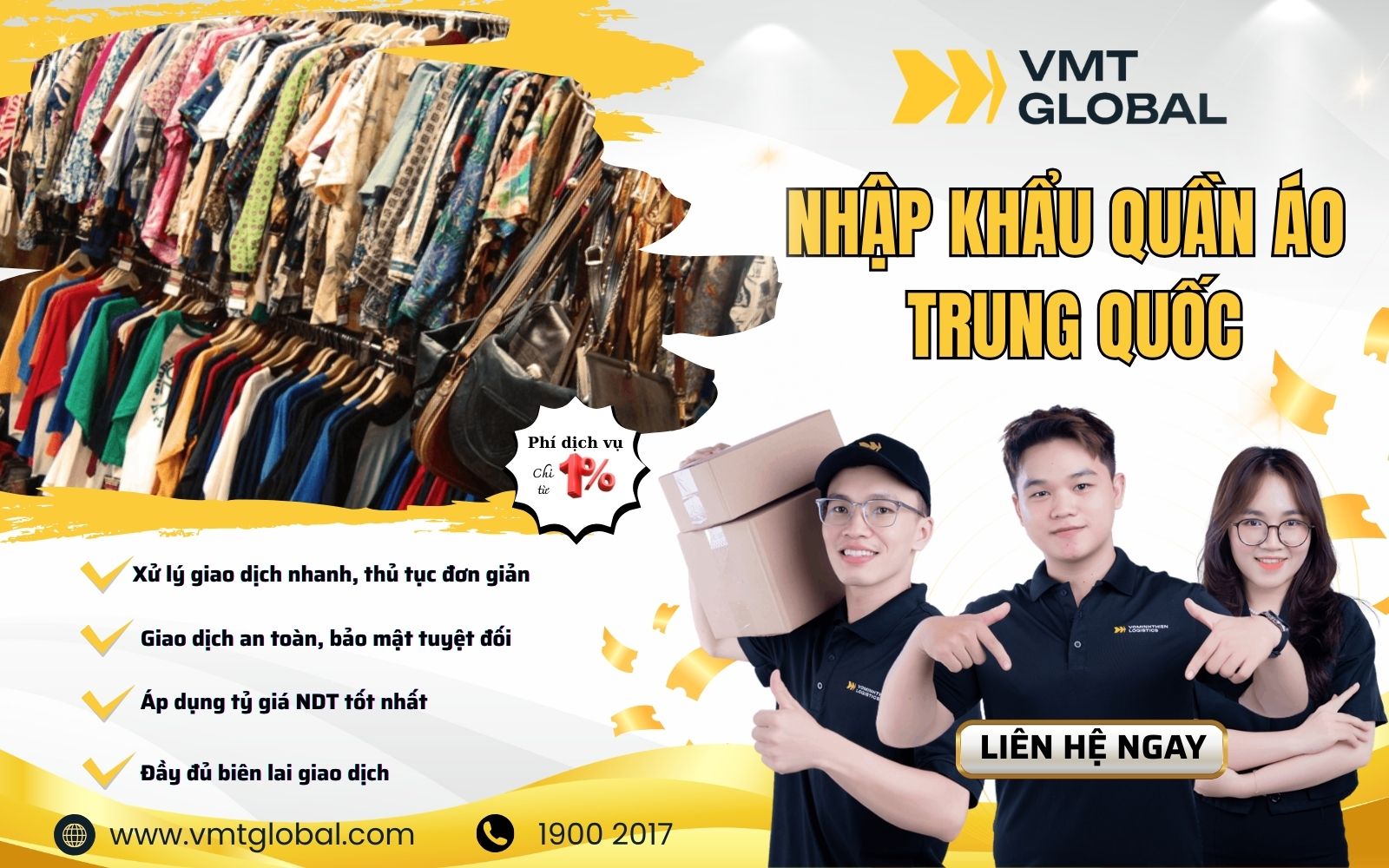 Nhập quần áo Trung Quốc nhanh chóng, đơn giản cùng VMT Global