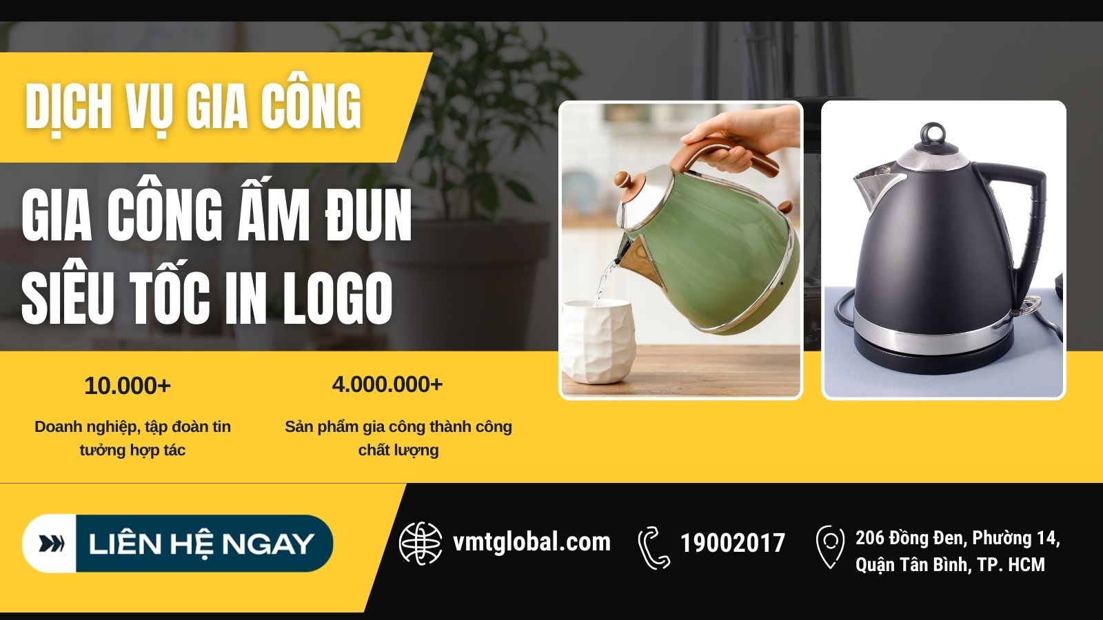 VMT Global nhận gia công ấm đun siêu tốc có in logo theo yêu cầu