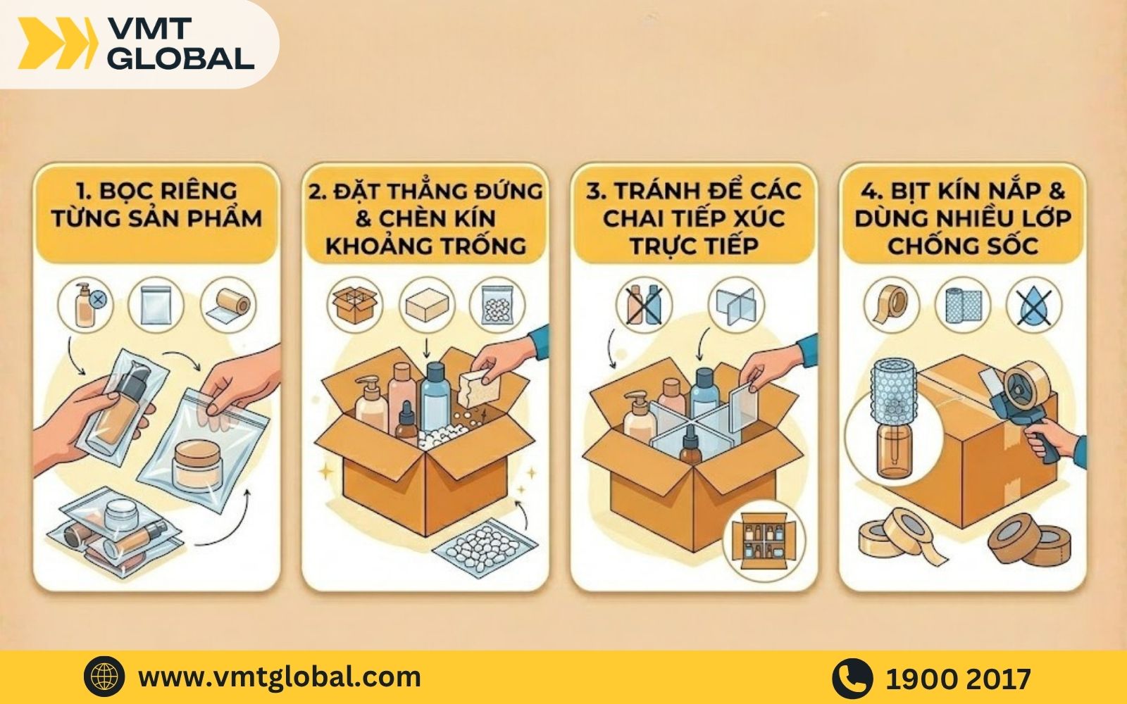 Cách đóng gói đúng quy định cho mặt hàng mỹ phẩm