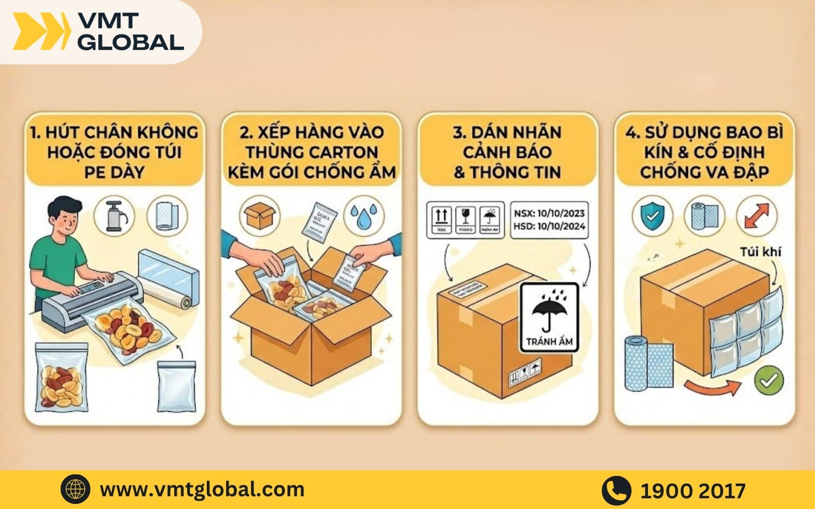 Cách đói gói hàng nông sản và thực phẩm khô