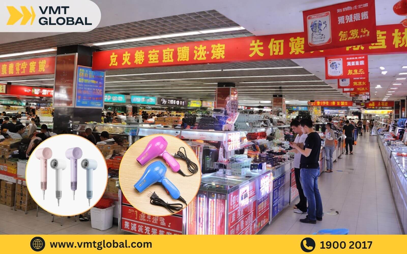 Đánh hàng máy sấy tóc trực tiếp tại chợ Trung Quốc