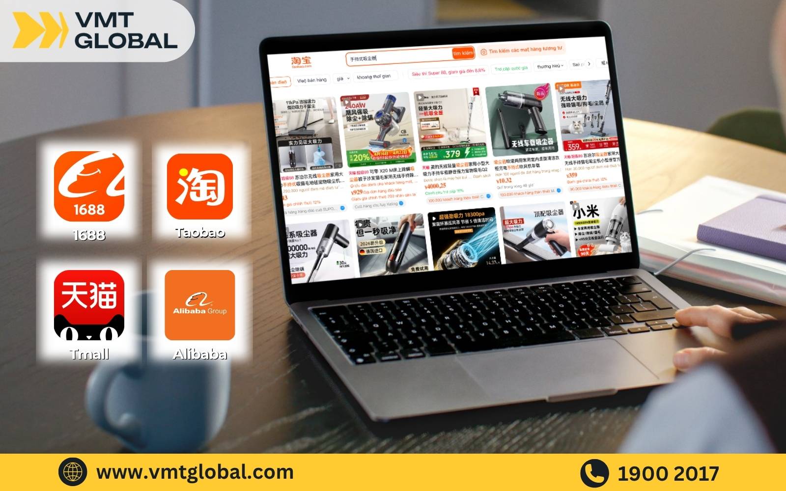 Order nguồn hàng máy hút bụi nhanh chóng trên sàn TMĐT Trung Quốc