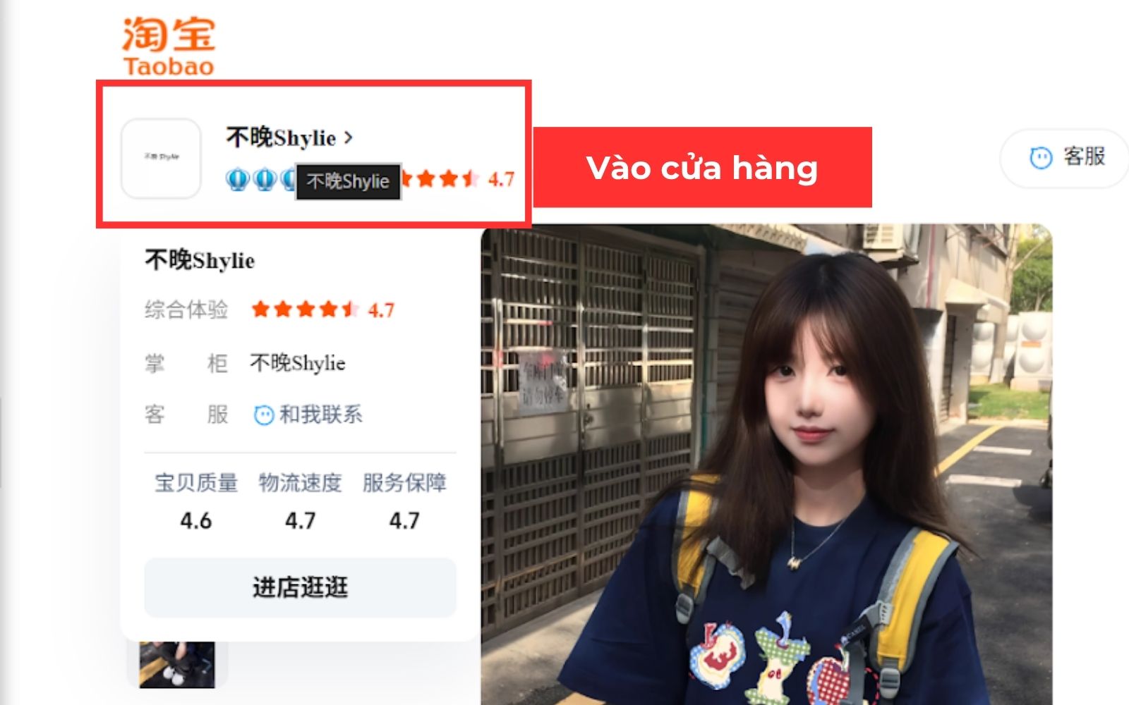 Bước 2 của cách theo dõi shop Taobao trên máy tính Bước 2 của cách theo dõi shop Taobao trên máy tính