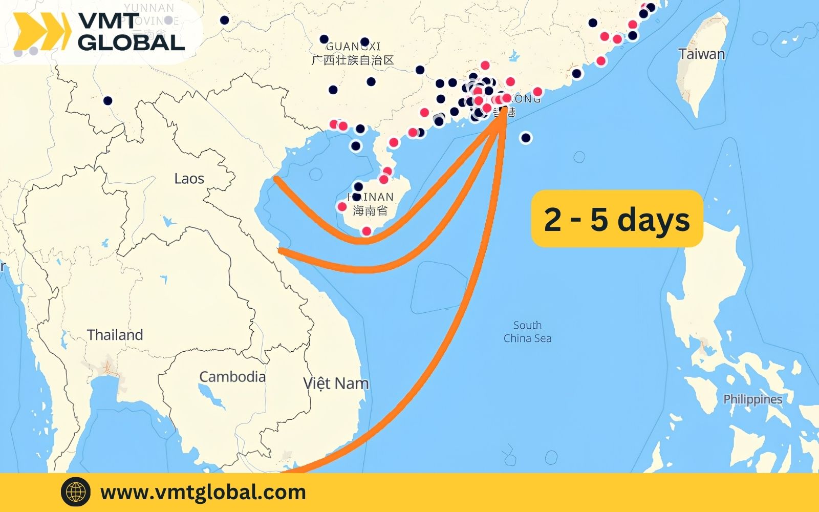 Thời gian vận chuyển từ Guangdong về Việt Nam Thời gian vận chuyển từ Guangdong về Việt Nam