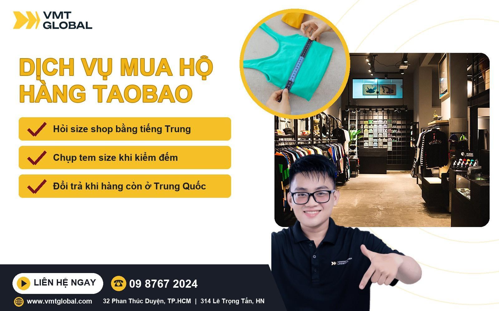 Dịch vụ mua hộ hàng Taobao hỏi size hộ tại VMT Global
