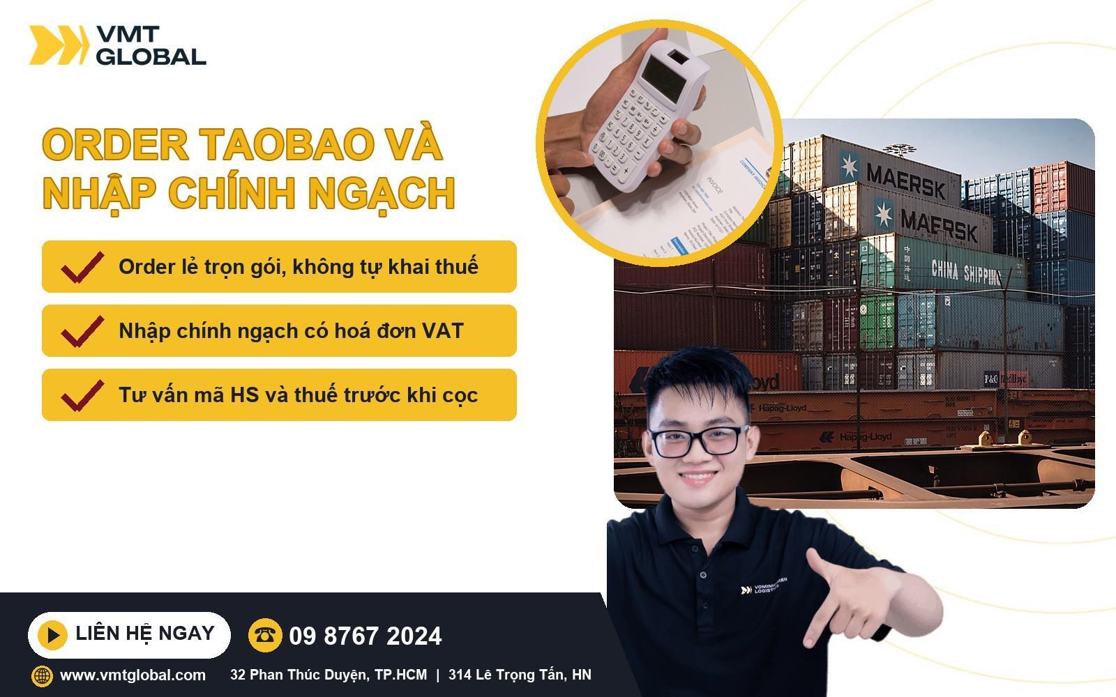 Dịch vụ order Taobao và nhập chính ngạch có hoá đơn tại VMT Global Dịch vụ order Taobao và nhập chính ngạch có hoá đơn tại VMT Global
