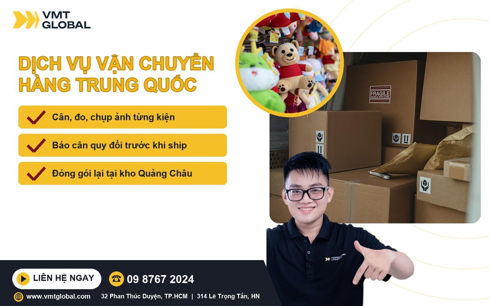 Dịch vụ vận chuyển hàng Trung Quốc tại VMT Global báo cân nặng quy đổi trước khi ship